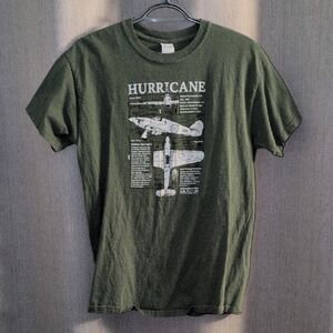 Gildan Olive Green Hurricane Aircraft Graphic Short Sleeve Tee